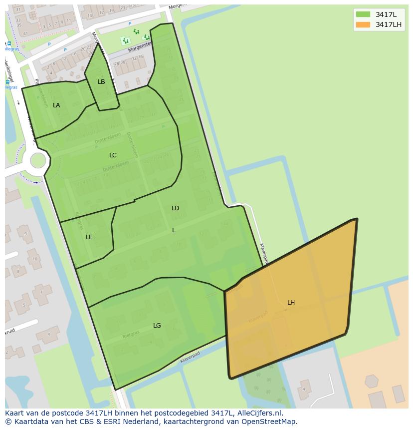 Afbeelding van het postcodegebied 3417 LH op de kaart.