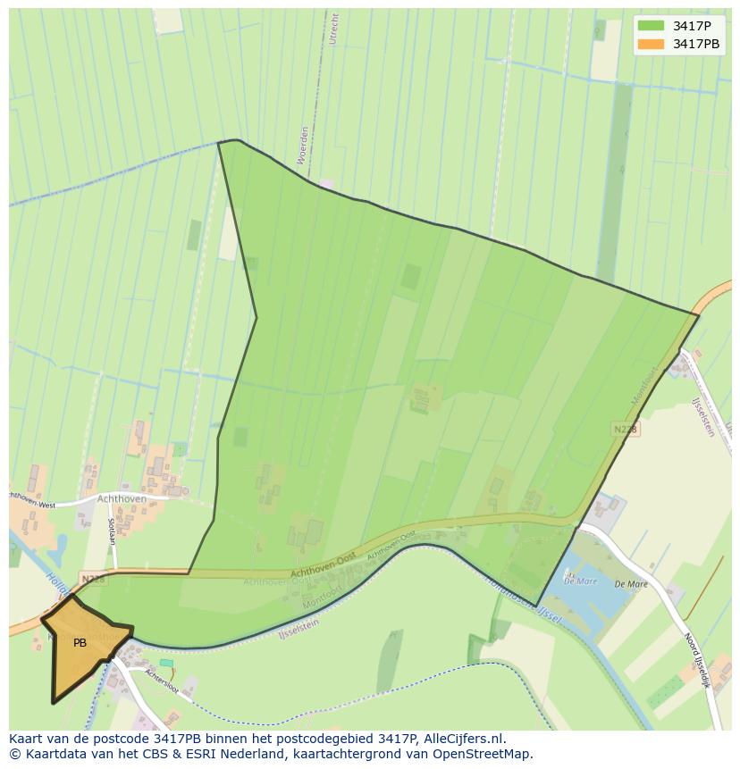 Afbeelding van het postcodegebied 3417 PB op de kaart.