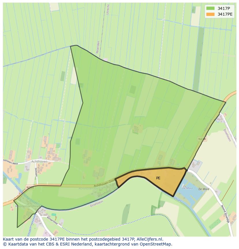 Afbeelding van het postcodegebied 3417 PE op de kaart.