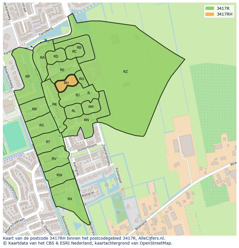 Afbeelding van het postcodegebied 3417 RH op de kaart.