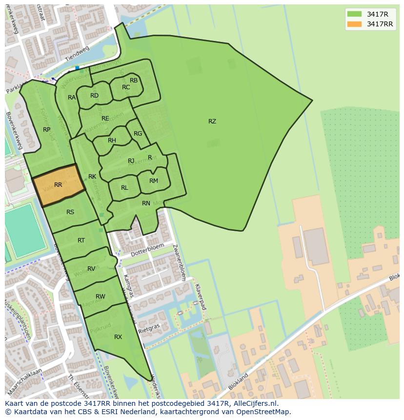 Afbeelding van het postcodegebied 3417 RR op de kaart.