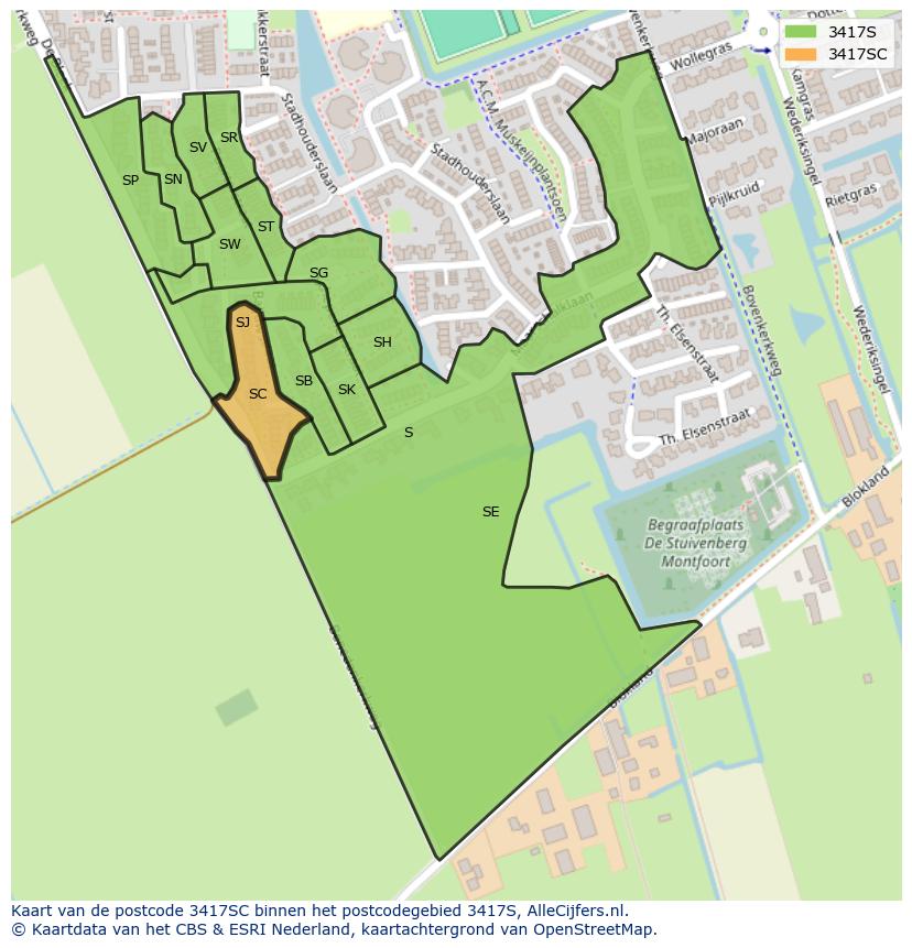 Afbeelding van het postcodegebied 3417 SC op de kaart.
