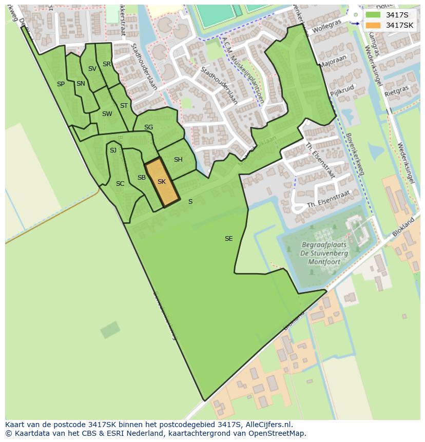 Afbeelding van het postcodegebied 3417 SK op de kaart.