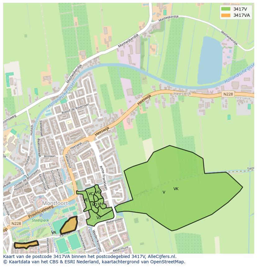 Afbeelding van het postcodegebied 3417 VA op de kaart.
