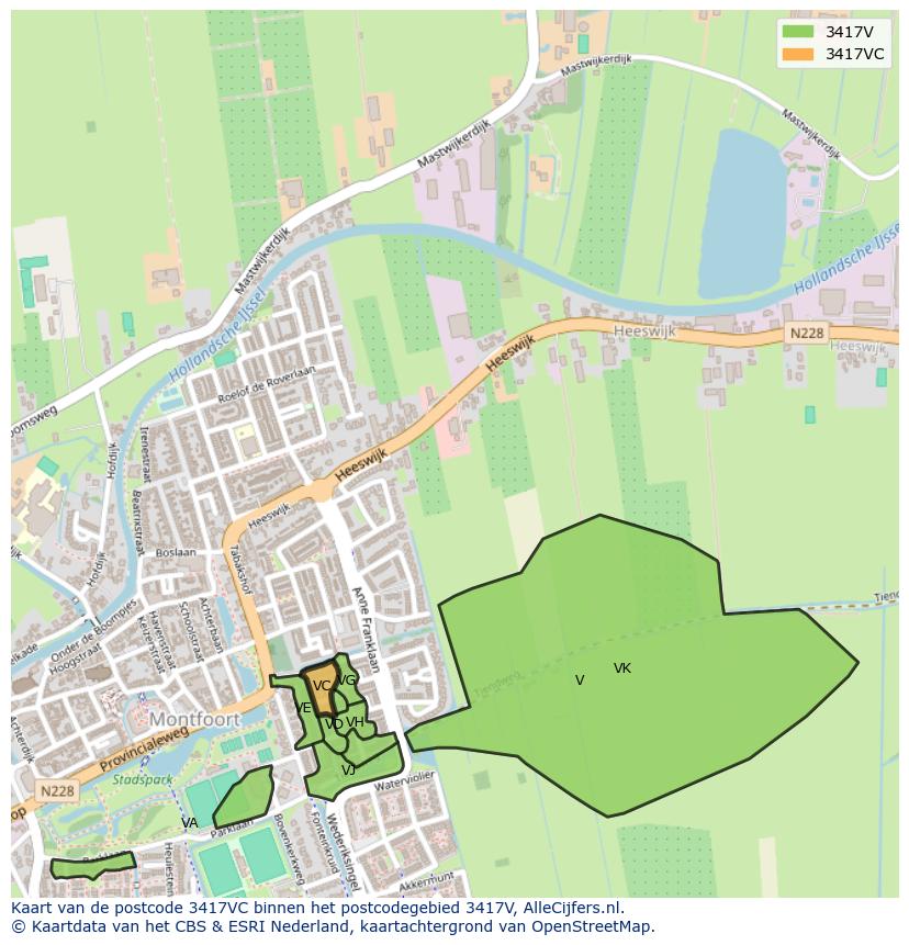 Afbeelding van het postcodegebied 3417 VC op de kaart.
