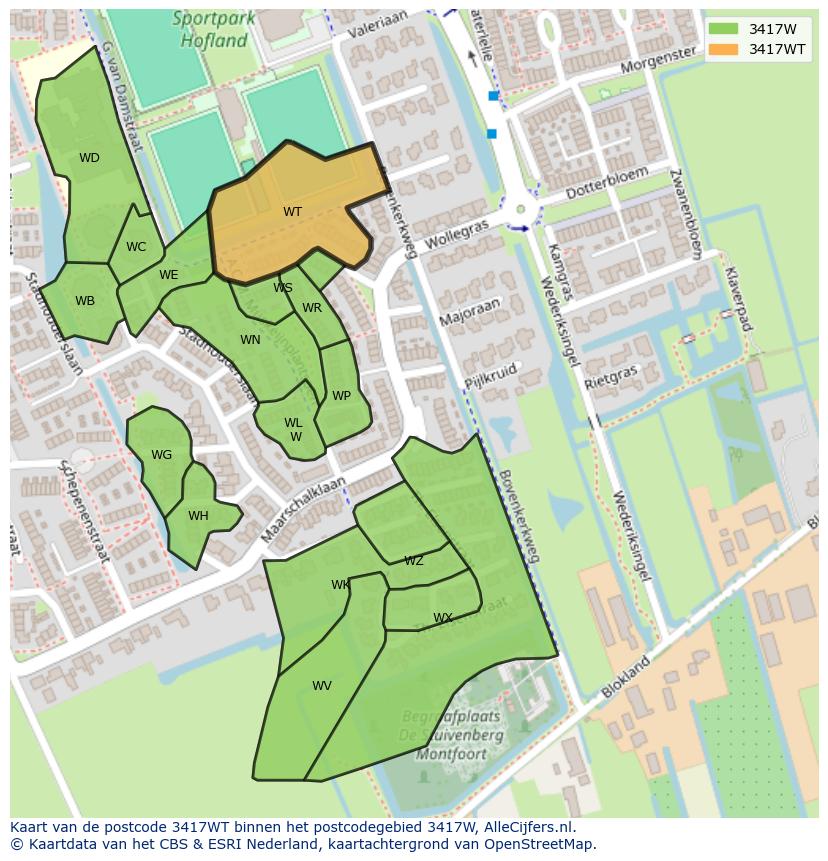 Afbeelding van het postcodegebied 3417 WT op de kaart.