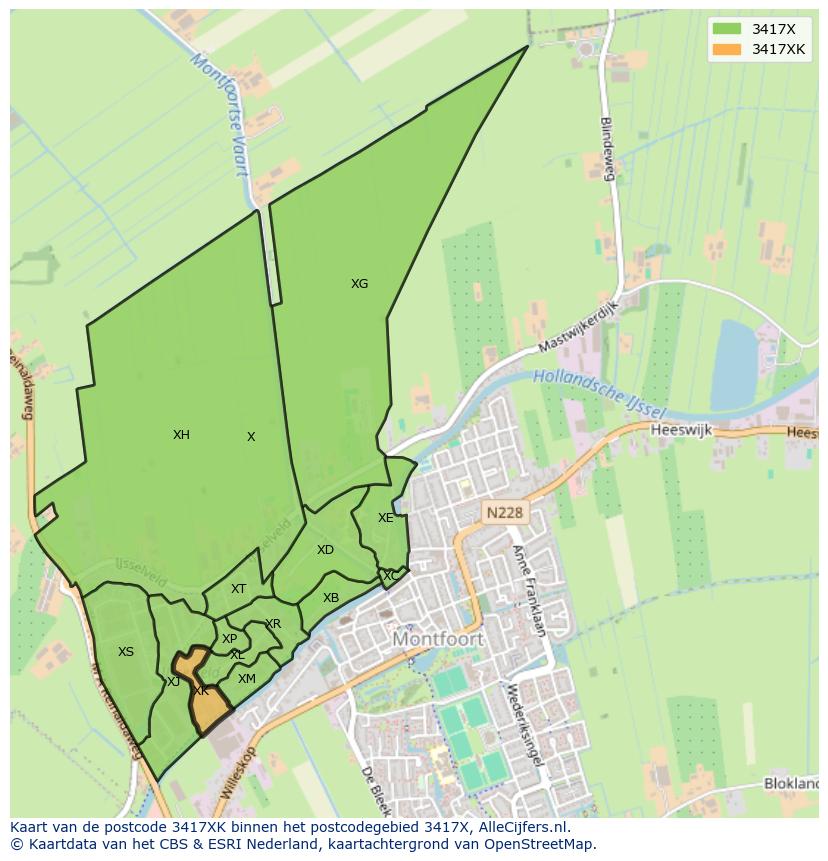 Afbeelding van het postcodegebied 3417 XK op de kaart.