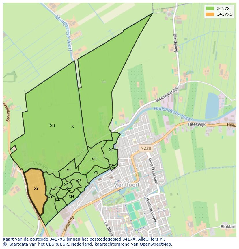 Afbeelding van het postcodegebied 3417 XS op de kaart.