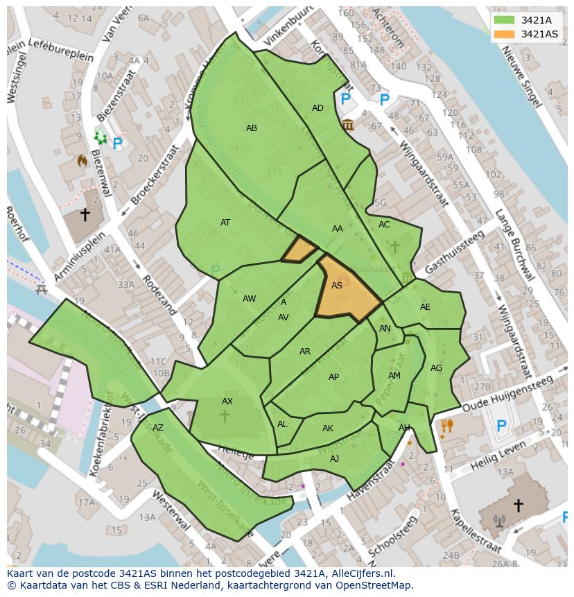 Afbeelding van het postcodegebied 3421 AS op de kaart.