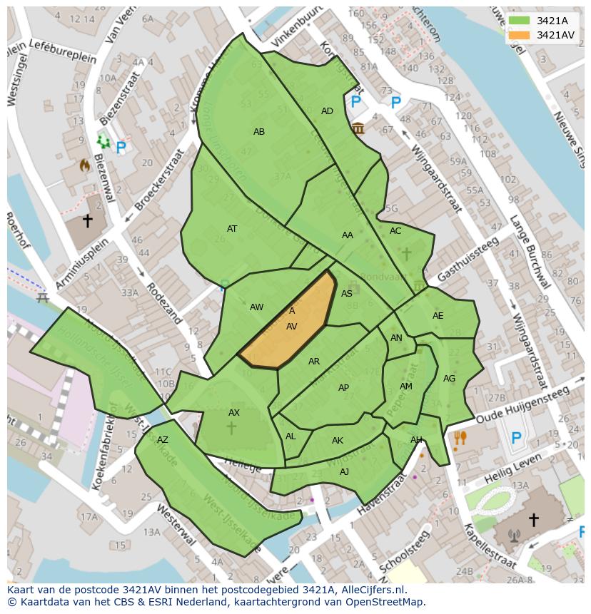 Afbeelding van het postcodegebied 3421 AV op de kaart.