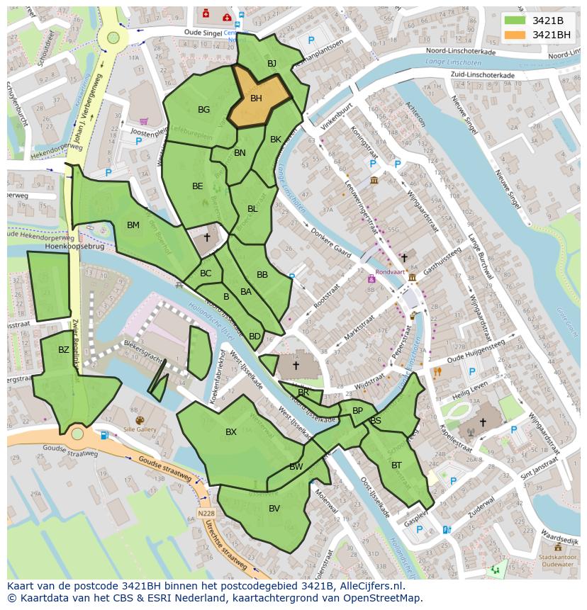 Afbeelding van het postcodegebied 3421 BH op de kaart.