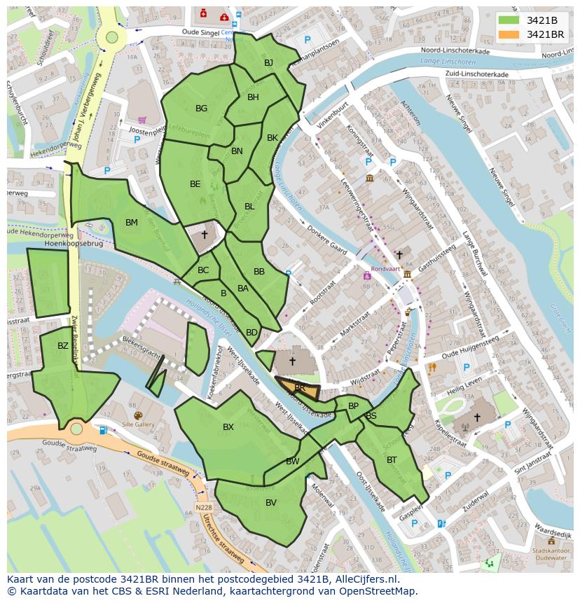 Afbeelding van het postcodegebied 3421 BR op de kaart.
