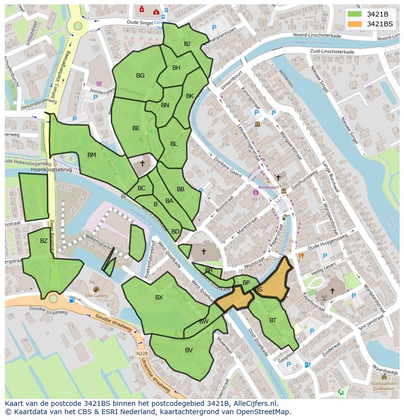 Afbeelding van het postcodegebied 3421 BS op de kaart.