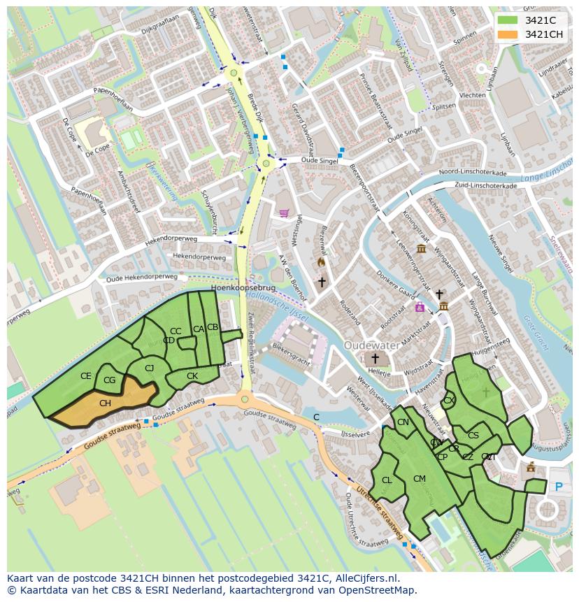 Afbeelding van het postcodegebied 3421 CH op de kaart.