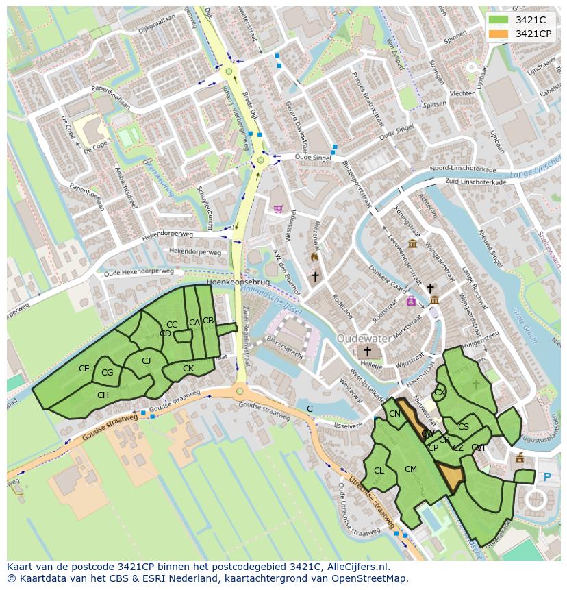 Afbeelding van het postcodegebied 3421 CP op de kaart.