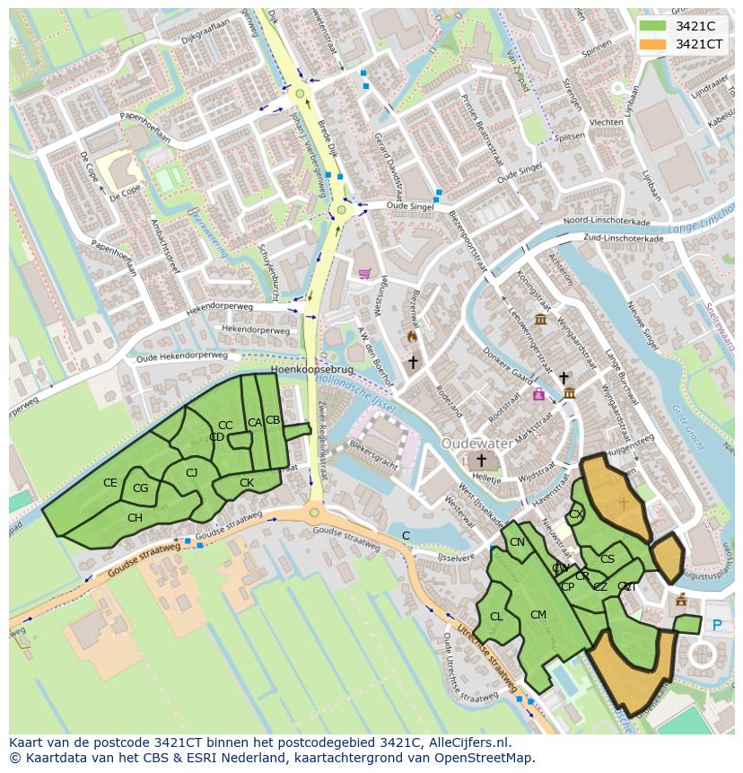 Afbeelding van het postcodegebied 3421 CT op de kaart.