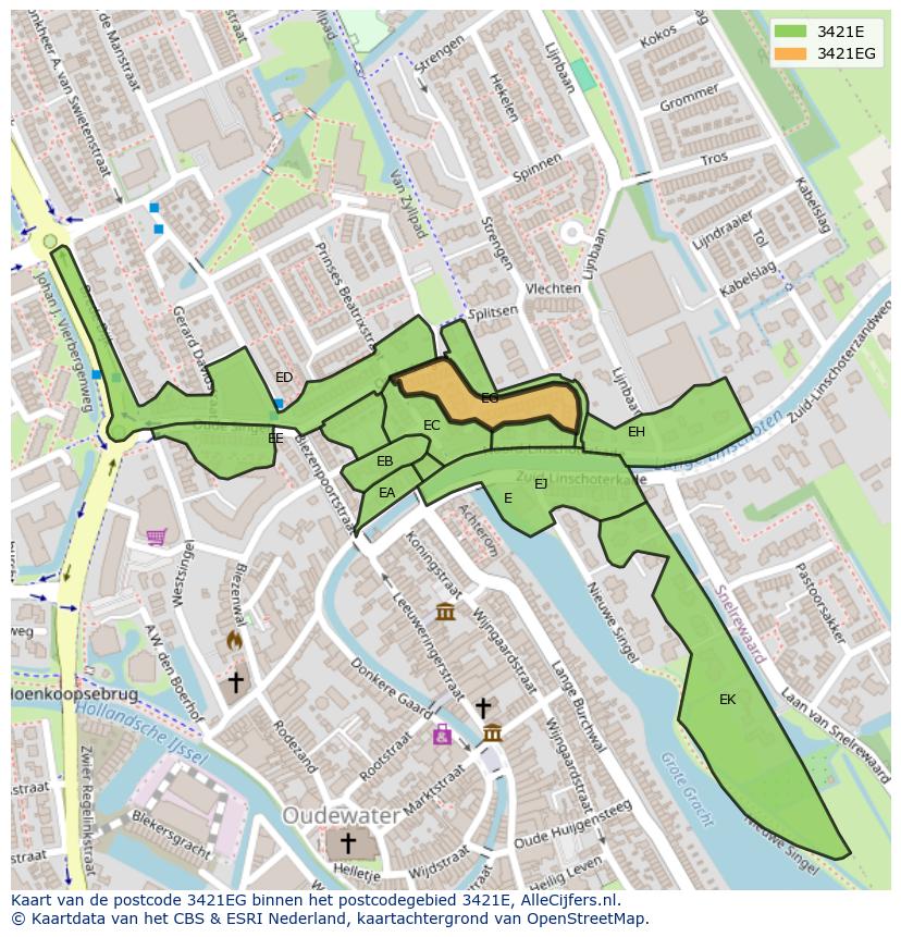 Afbeelding van het postcodegebied 3421 EG op de kaart.
