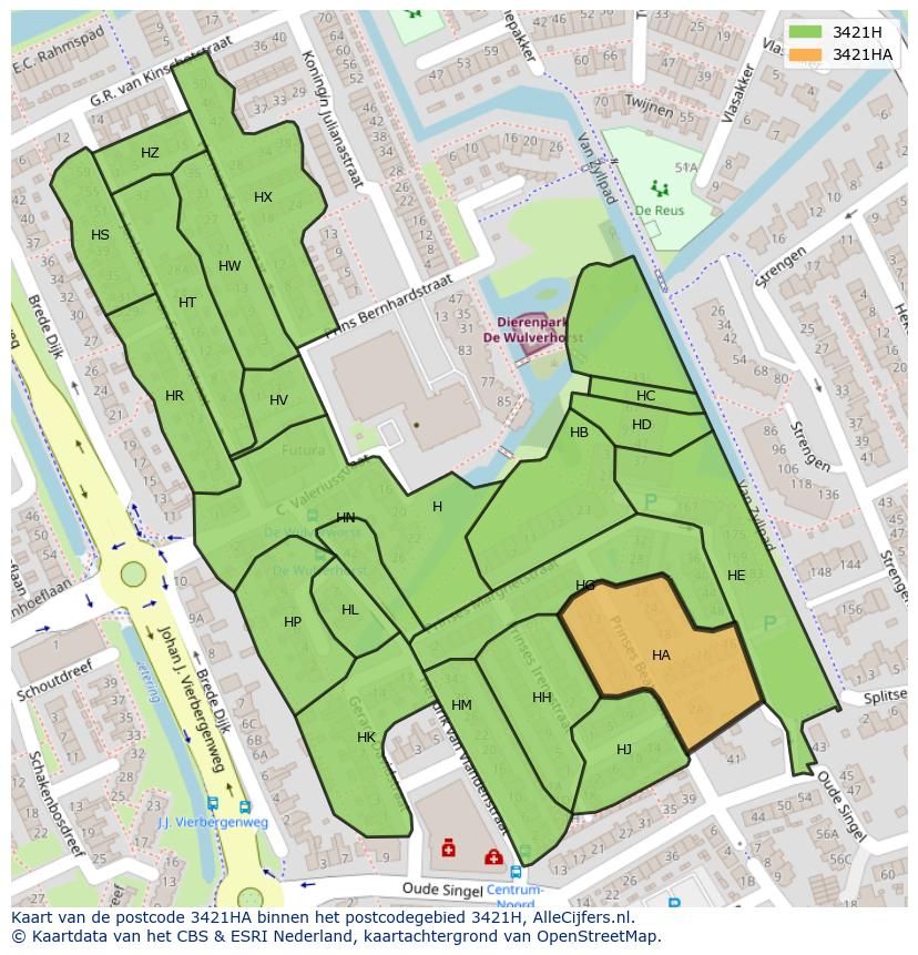 Afbeelding van het postcodegebied 3421 HA op de kaart.