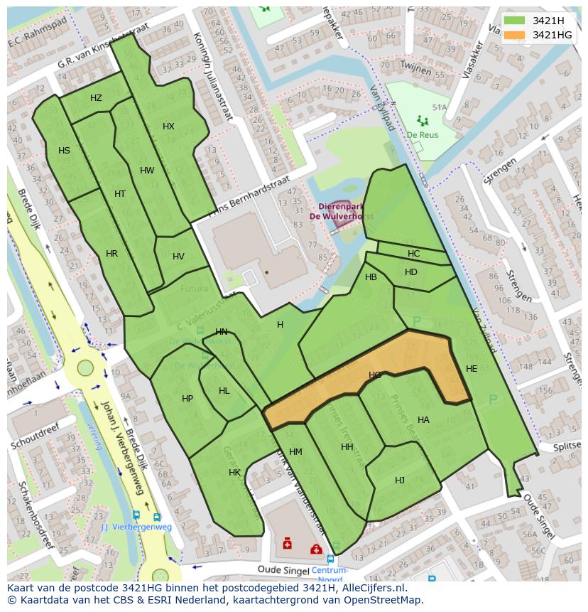 Afbeelding van het postcodegebied 3421 HG op de kaart.