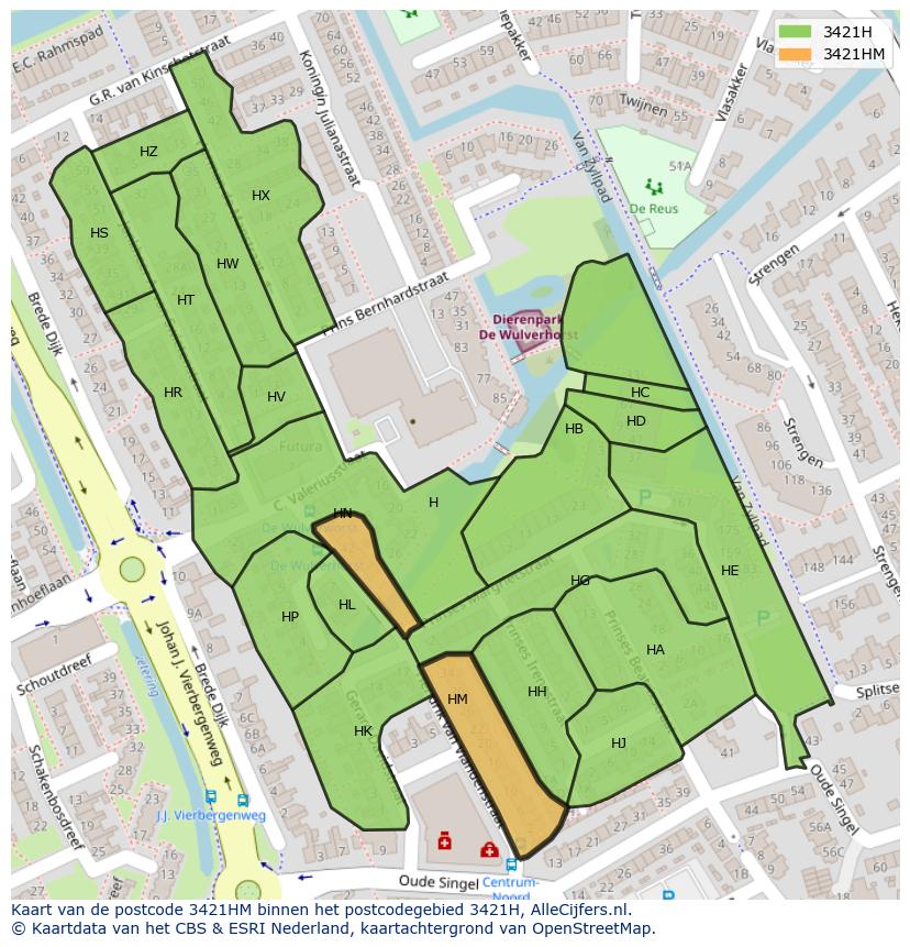 Afbeelding van het postcodegebied 3421 HM op de kaart.