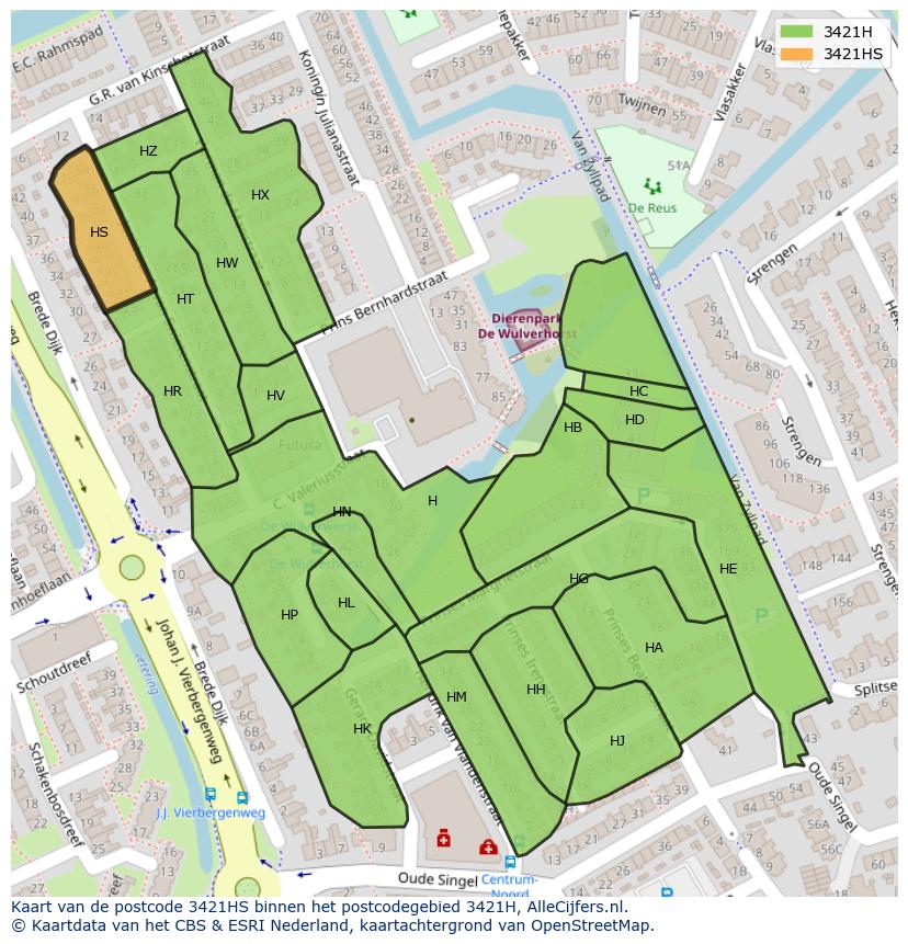 Afbeelding van het postcodegebied 3421 HS op de kaart.