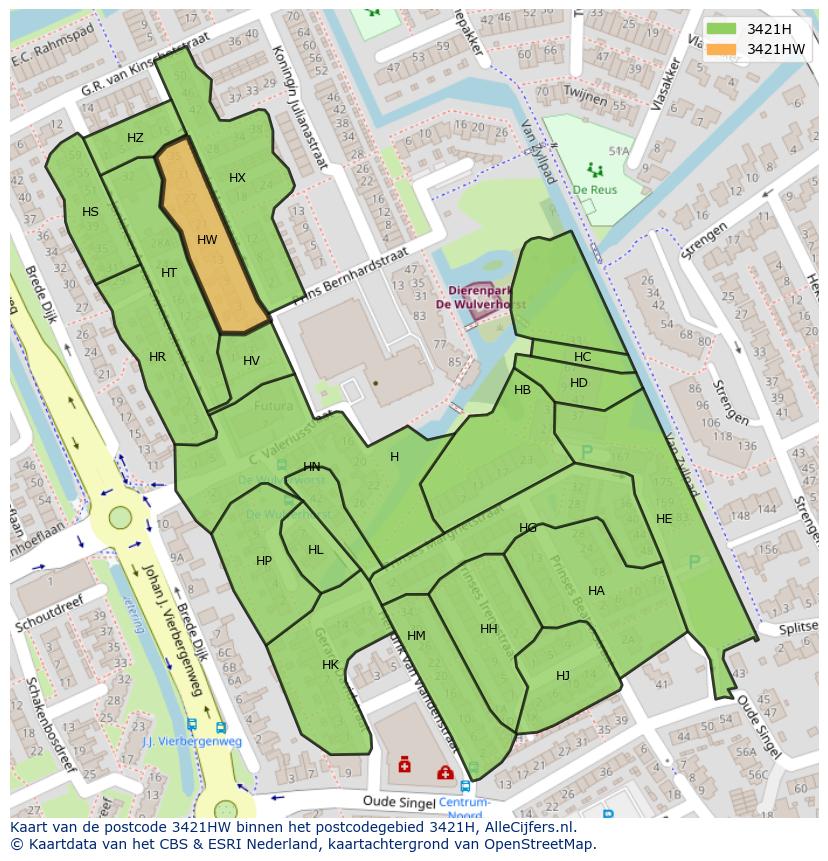 Afbeelding van het postcodegebied 3421 HW op de kaart.
