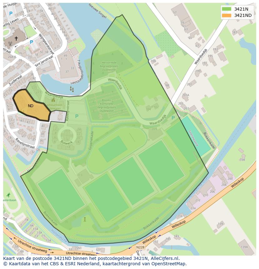 Afbeelding van het postcodegebied 3421 ND op de kaart.