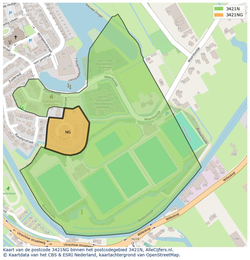 Afbeelding van het postcodegebied 3421 NG op de kaart.