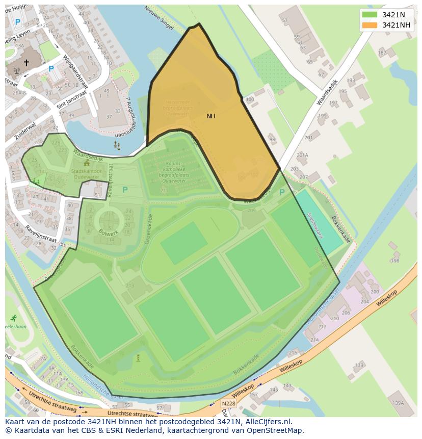 Afbeelding van het postcodegebied 3421 NH op de kaart.
