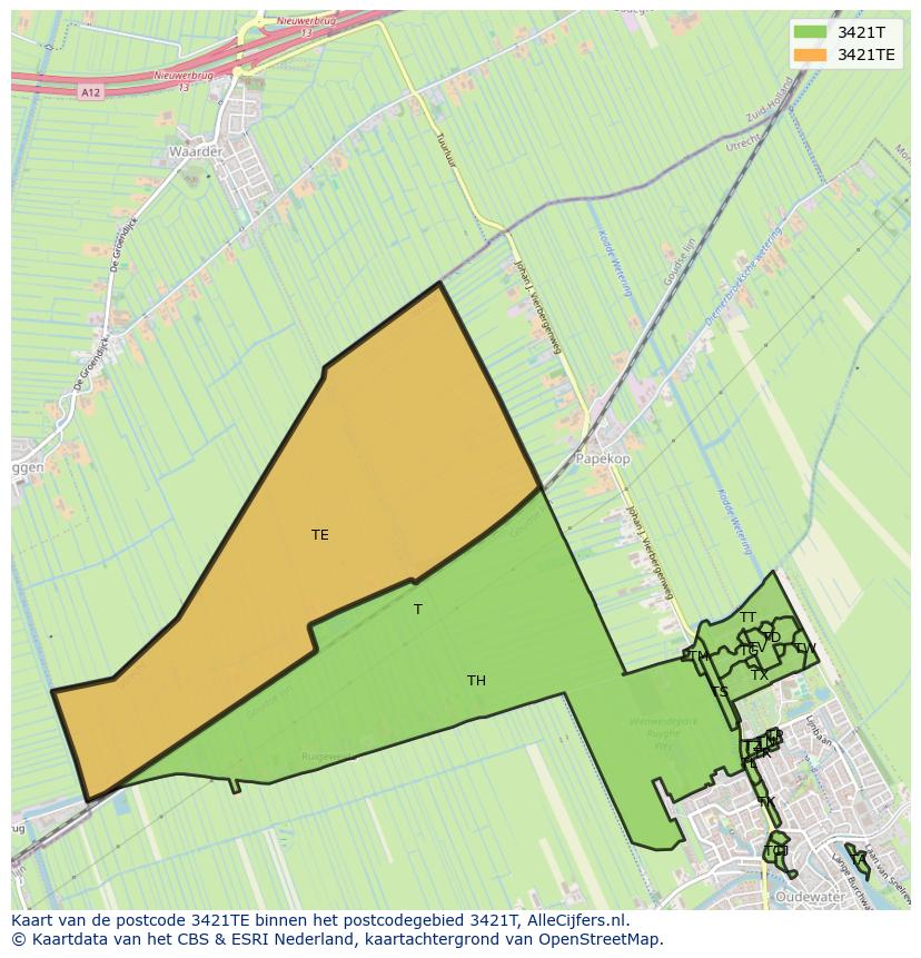 Afbeelding van het postcodegebied 3421 TE op de kaart.