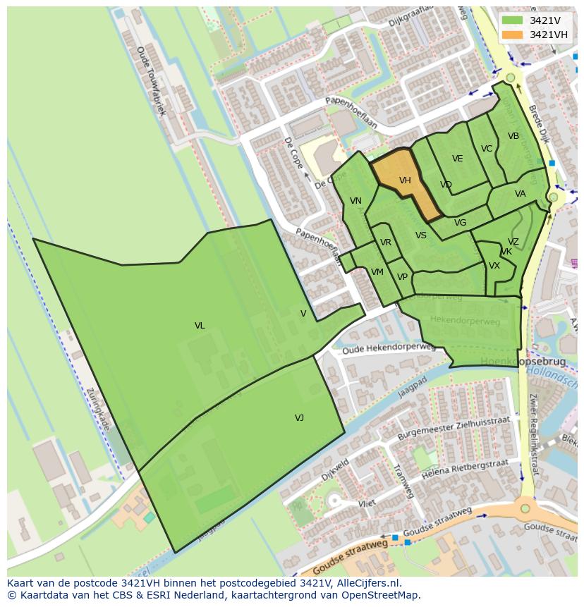 Afbeelding van het postcodegebied 3421 VH op de kaart.