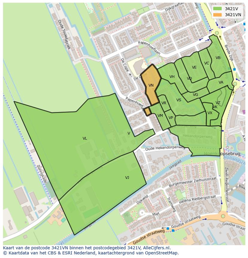 Afbeelding van het postcodegebied 3421 VN op de kaart.