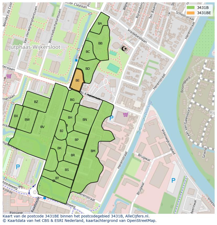 Afbeelding van het postcodegebied 3431 BE op de kaart.