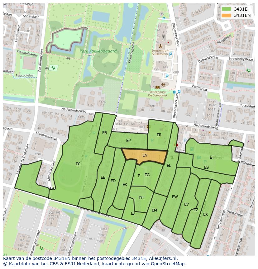 Afbeelding van het postcodegebied 3431 EN op de kaart.