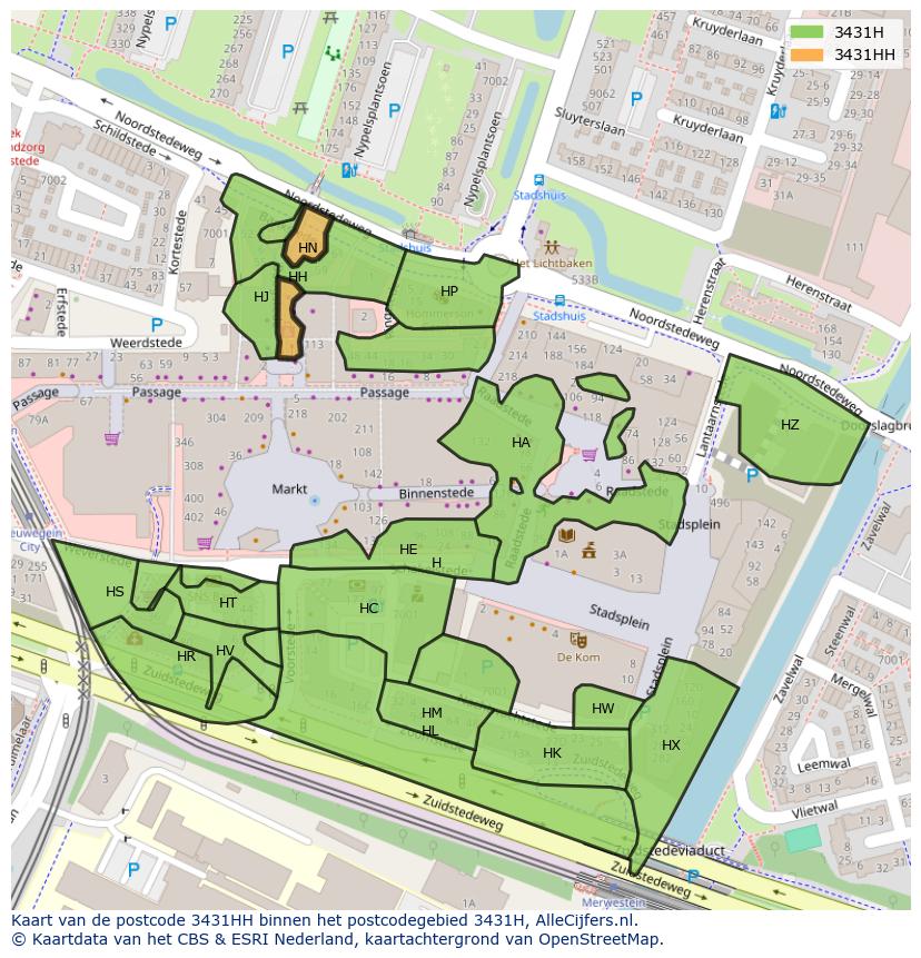 Afbeelding van het postcodegebied 3431 HH op de kaart.