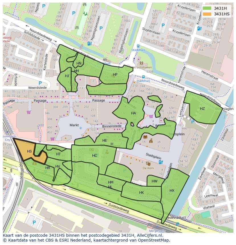 Afbeelding van het postcodegebied 3431 HS op de kaart.