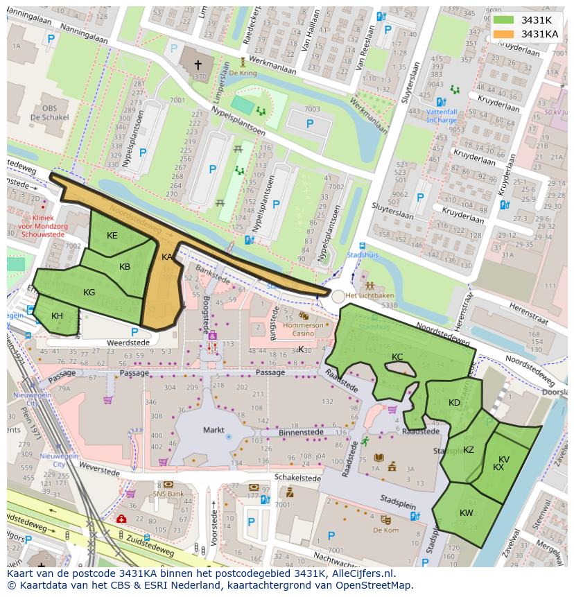 Afbeelding van het postcodegebied 3431 KA op de kaart.