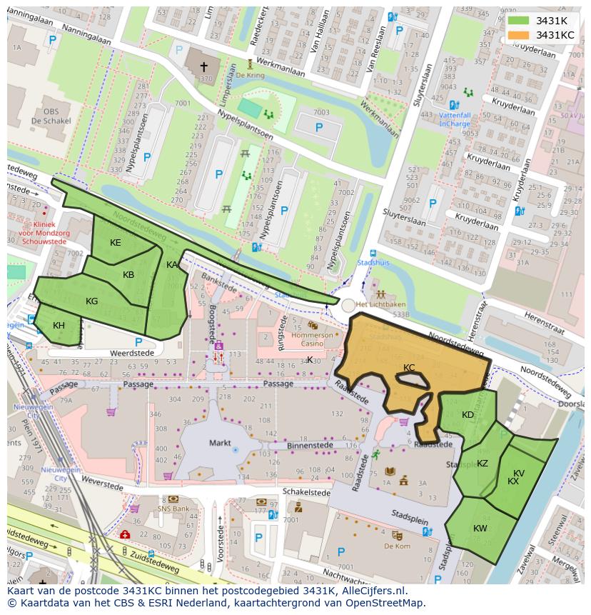 Afbeelding van het postcodegebied 3431 KC op de kaart.