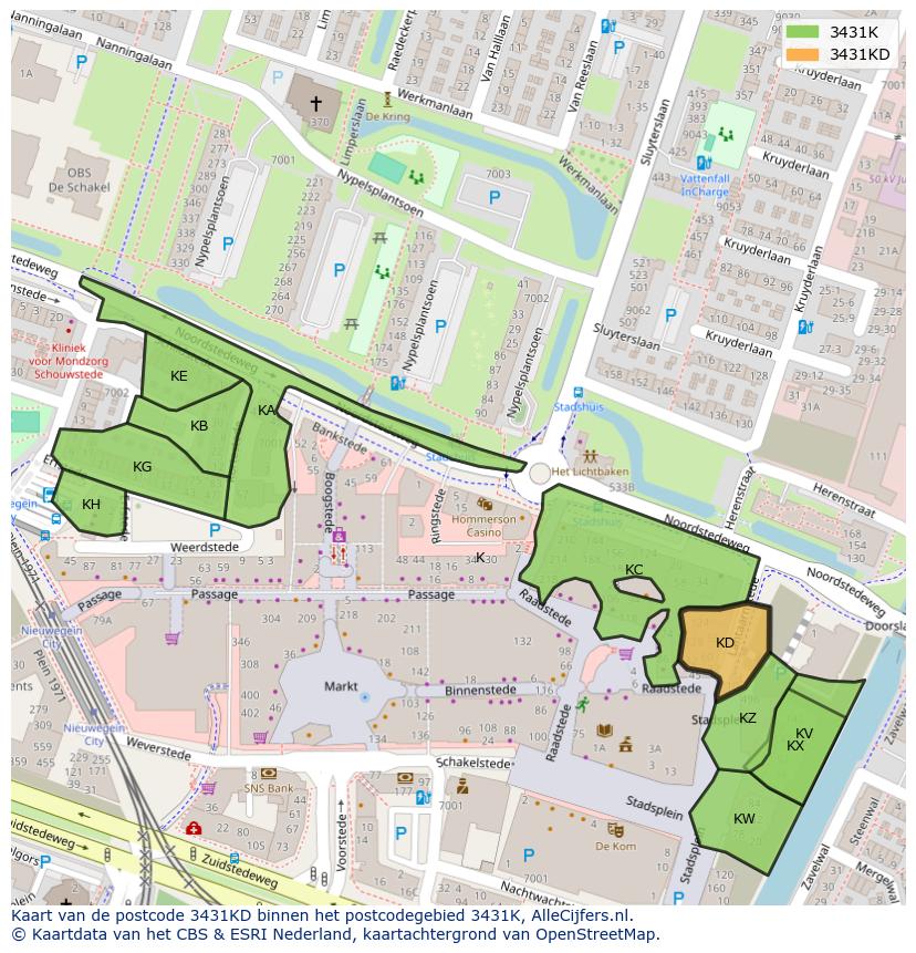 Afbeelding van het postcodegebied 3431 KD op de kaart.
