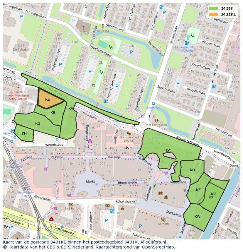 Afbeelding van het postcodegebied 3431 KE op de kaart.