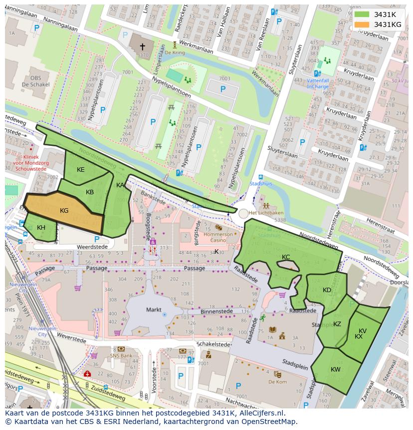Afbeelding van het postcodegebied 3431 KG op de kaart.