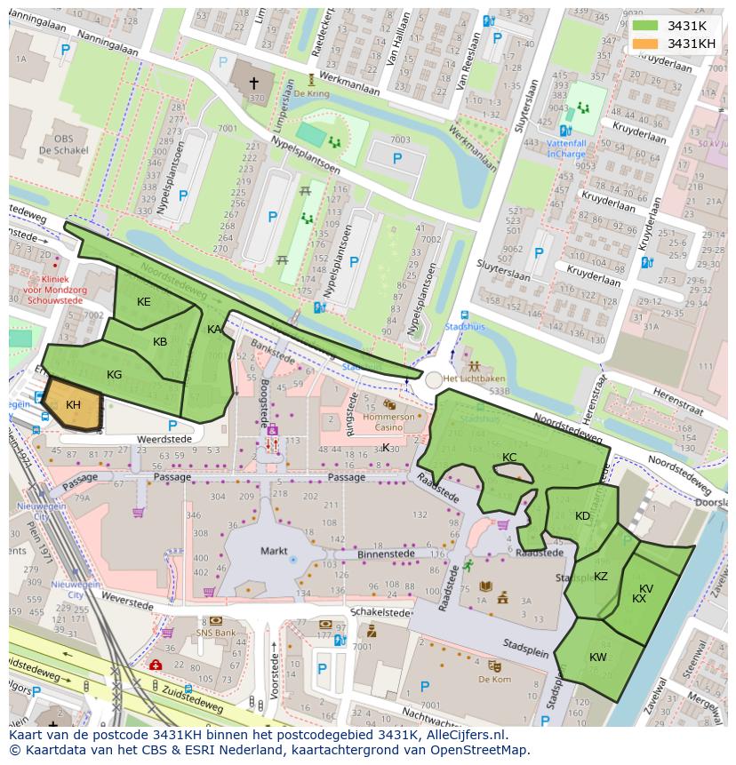 Afbeelding van het postcodegebied 3431 KH op de kaart.