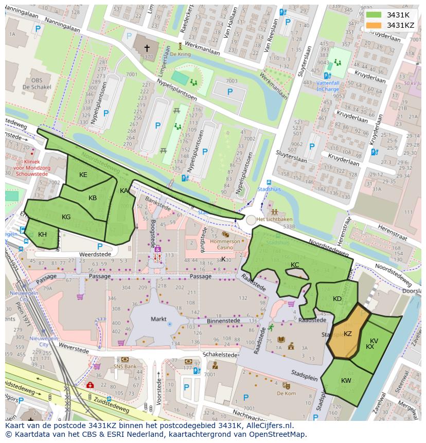 Afbeelding van het postcodegebied 3431 KZ op de kaart.