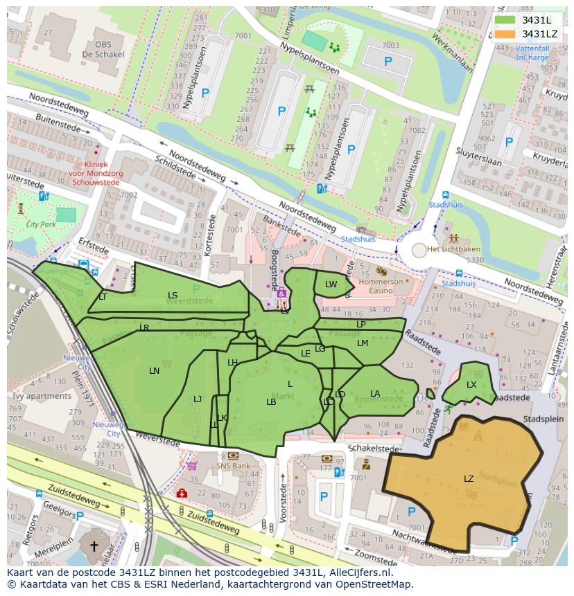 Afbeelding van het postcodegebied 3431 LZ op de kaart.