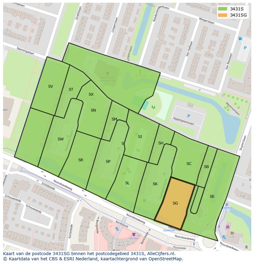Afbeelding van het postcodegebied 3431 SG op de kaart.