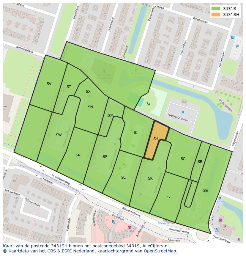 Afbeelding van het postcodegebied 3431 SH op de kaart.