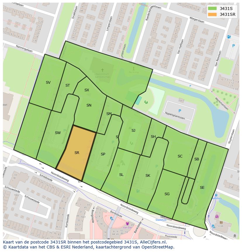 Afbeelding van het postcodegebied 3431 SR op de kaart.