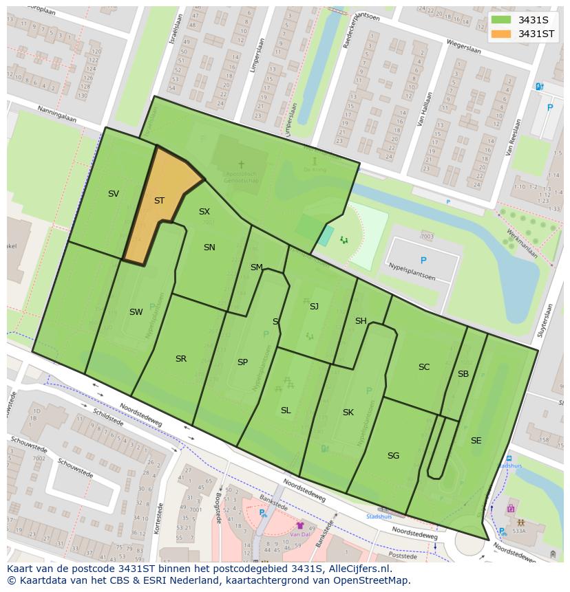 Afbeelding van het postcodegebied 3431 ST op de kaart.