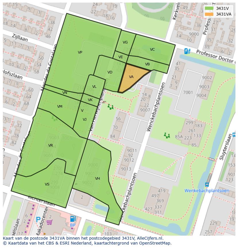 Afbeelding van het postcodegebied 3431 VA op de kaart.