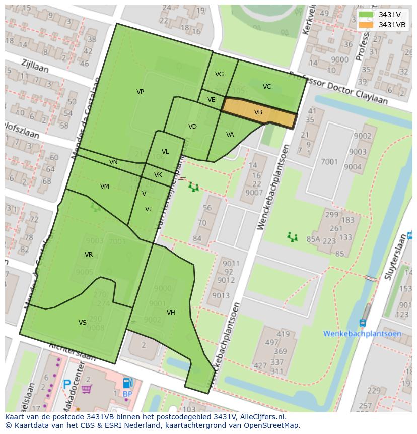 Afbeelding van het postcodegebied 3431 VB op de kaart.